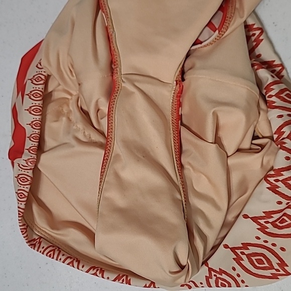 Unknown Brand women's One-Shoulder Orange & Tan Patterned Swimsuit Size Medium - Picture 5 of 5